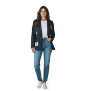 Vicolo donna gessata jacket featuring a tailored fit, classic pattern, and stylish lapels, displayed on a hanger.