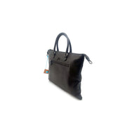 Gabs Borsa G3 Zip Plus medium shoulder bag in black leather with silver hardware, stylish women's accessory.