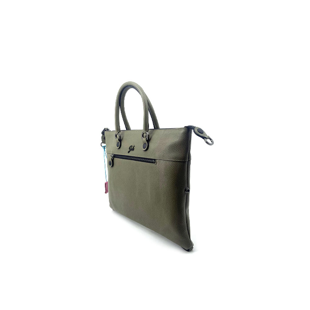 Gabs Borsa G3 Zip Plus medium shoulder bag in black leather with silver hardware and adjustable strap.