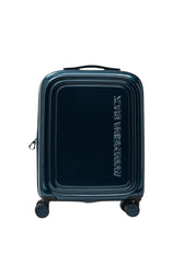 Unisex Cabin Trolley Logoduck metal Mandarina Duck with logo, designed for travel, featuring a sturdy handle and compact size.