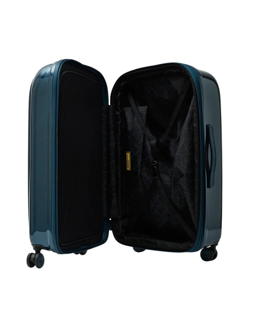 Medium Mandarina Duck Trolley Logoduck metal travel case with logo and sturdy handle, designed for unisex travel accessories.