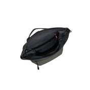 Lo zaino rolltop samsonite Moderny aperto per mostrare l'ampio scomparto interno e la tasca con cerniera.