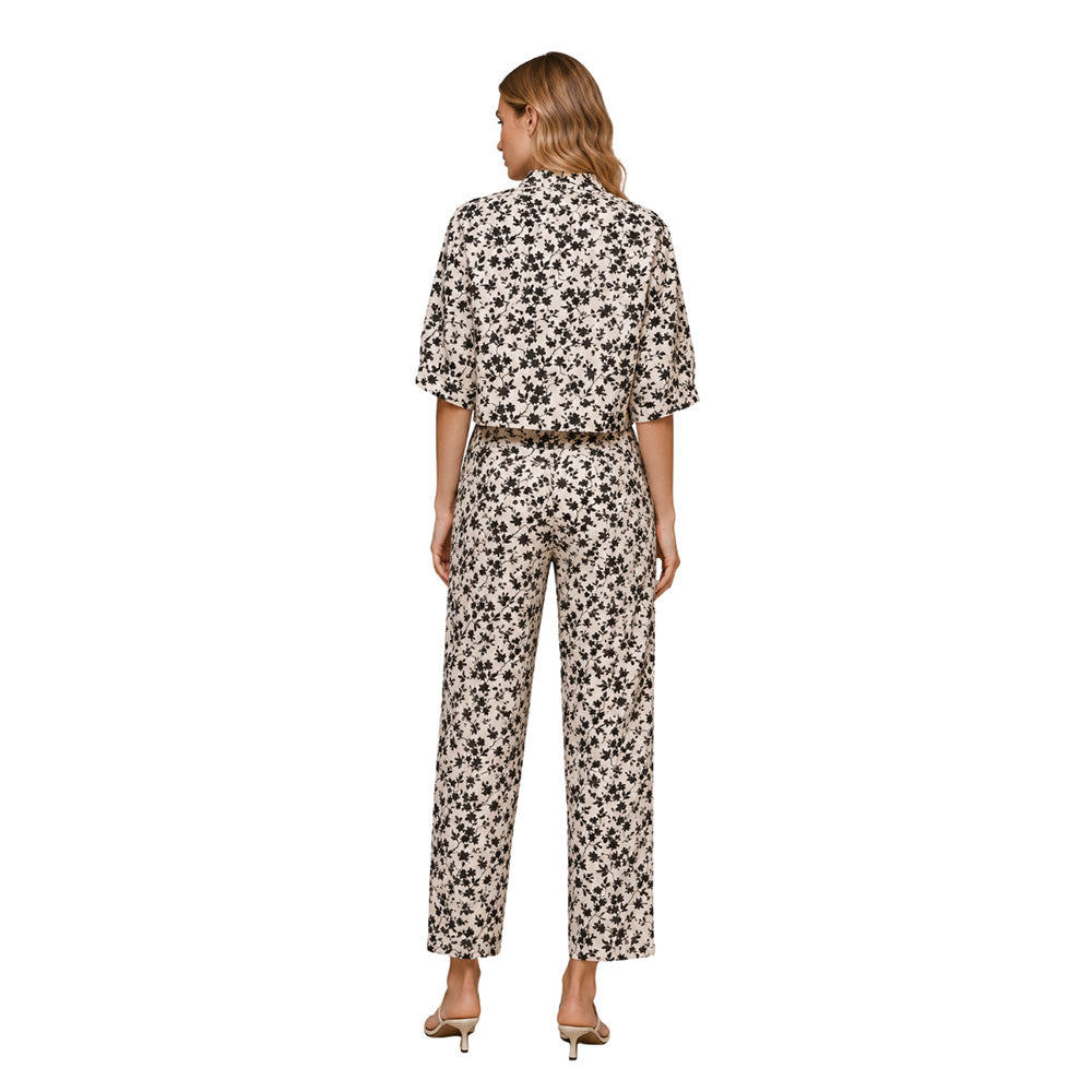 Pantalone con stampa in misto lino Vicolo