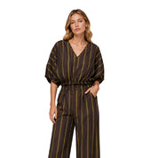 Vicolo Striped linen blend blouse
