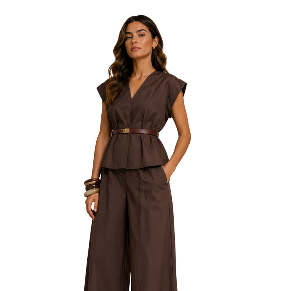 Blusa in cotone scollo V Vicolo