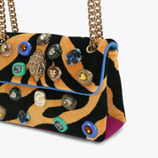 Borsa Mini Kensington Ophelia in velluto con stampa tigrata Kurt Geiger