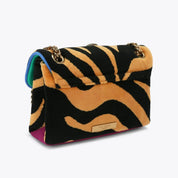 Borsa Mini Kensington Ophelia in velluto con stampa tigrata Kurt Geiger
