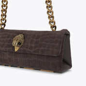 Borsa Kensington East West in pelle scamosciata con stampa coccodrillo Kurt Geiger