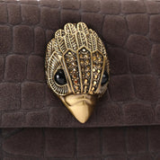 Borsa Kensington East West in pelle scamosciata con stampa coccodrillo Kurt Geiger