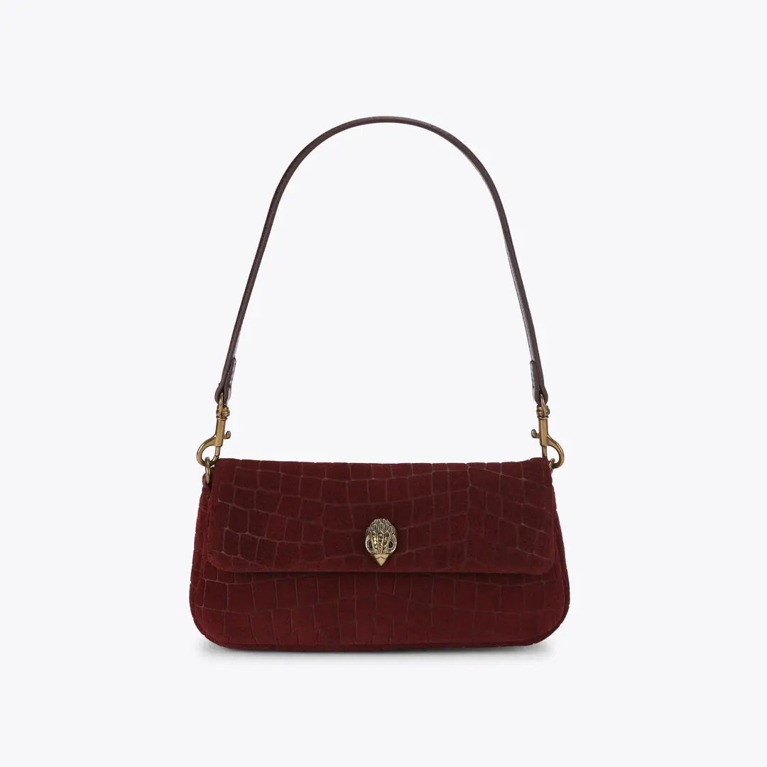 Kurt Geiger Pickle Crocodile-Effect Suede Shoulder Bag