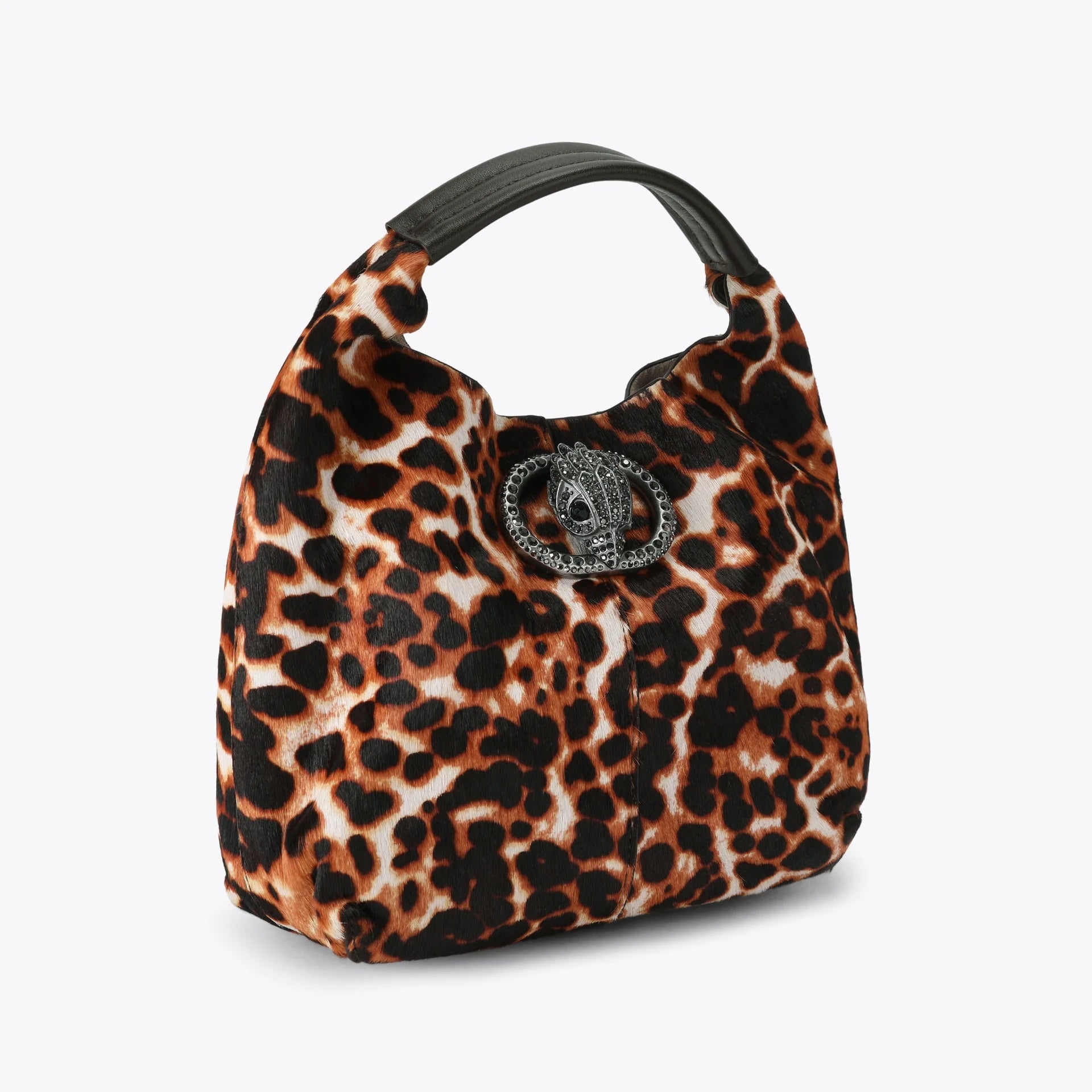 Borsa Chelsea Small Slouch Hobo in pelle di vitello con stampa leopardata Kurt Geiger