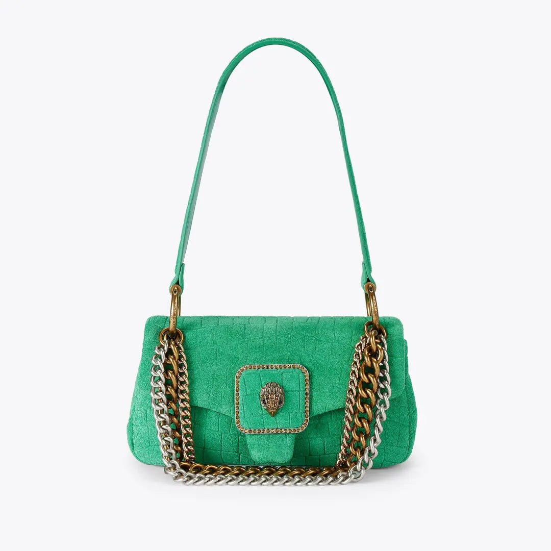 Borsa Mini Pimlico Bag Chain in pelle scamosciata con stampa coccodrillo Kurt Geiger