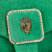 Borsa Mini Pimlico Bag Chain in pelle scamosciata con stampa coccodrillo Kurt Geiger