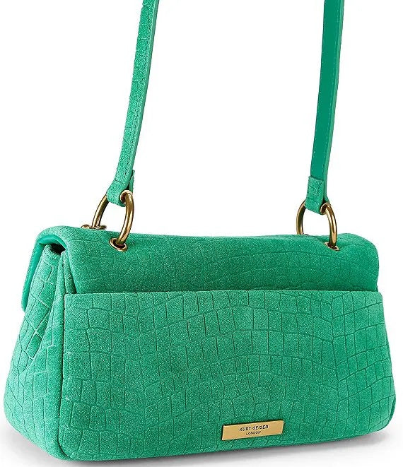 Borsa Pimlico Bag Chain in pelle scamosciata con stampa coccodrillo Kurt Geiger