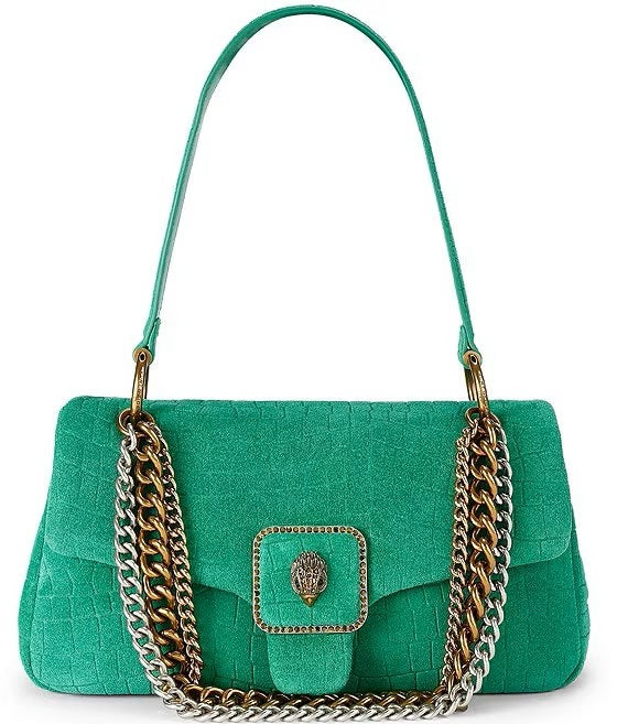 Borsa Pimlico Bag Chain in pelle scamosciata con stampa coccodrillo Kurt Geiger