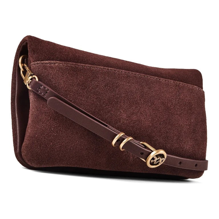 Pinko Click Soft Horizontal Mini Suede Shoulder Bag