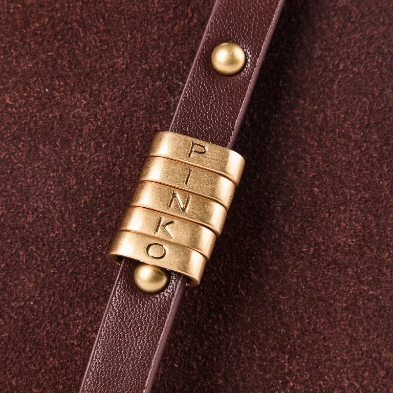 Pinko Click Soft Horizontal Mini Suede Shoulder Bag