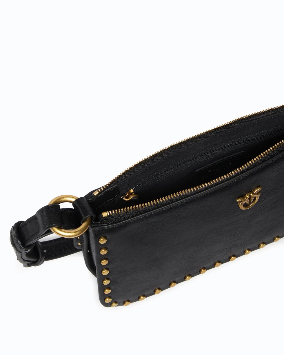 Borsa Half Moon Horizontal Mini Studs in pelle Pinko