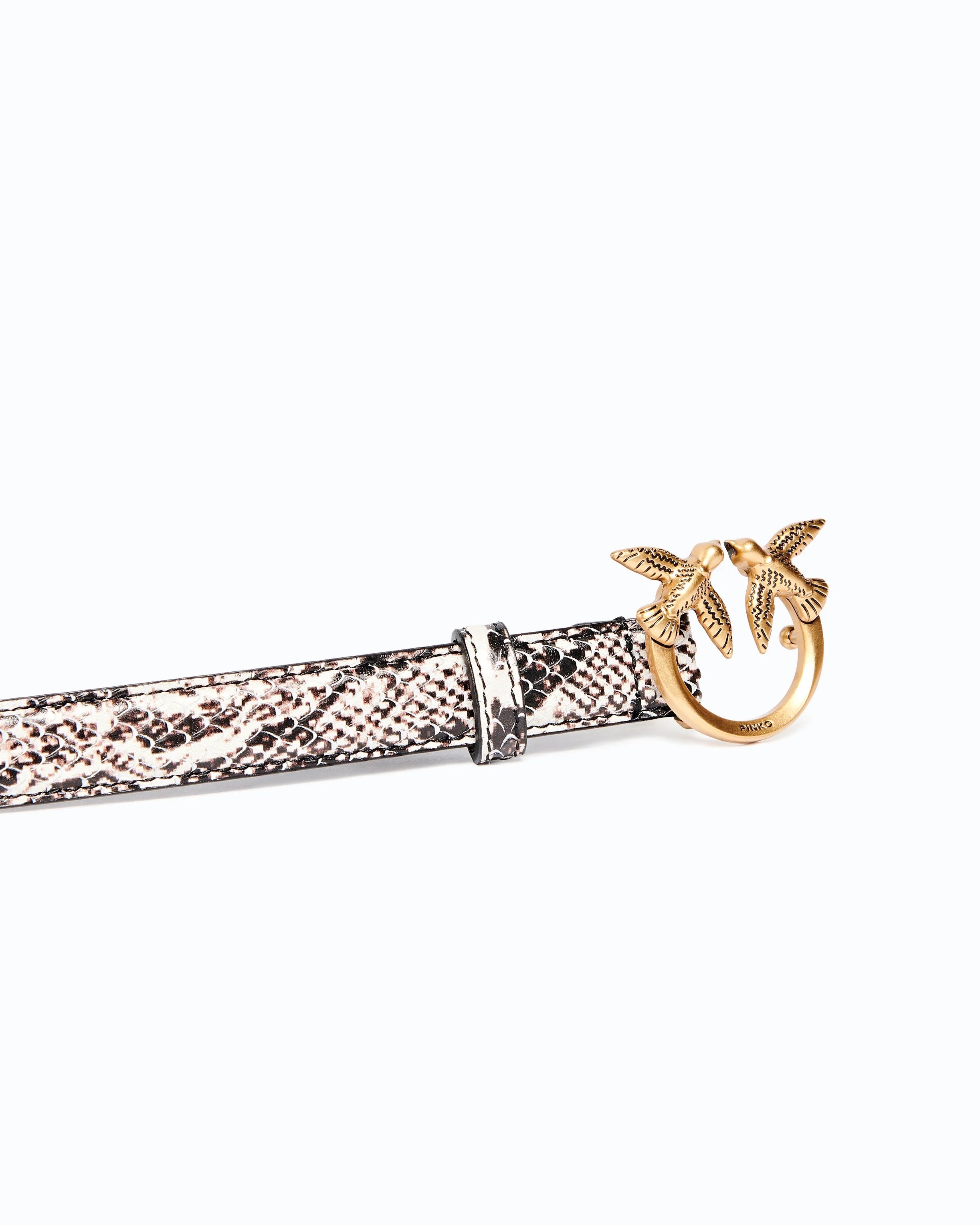 Pinko Love Berry H2 python-print leather belt