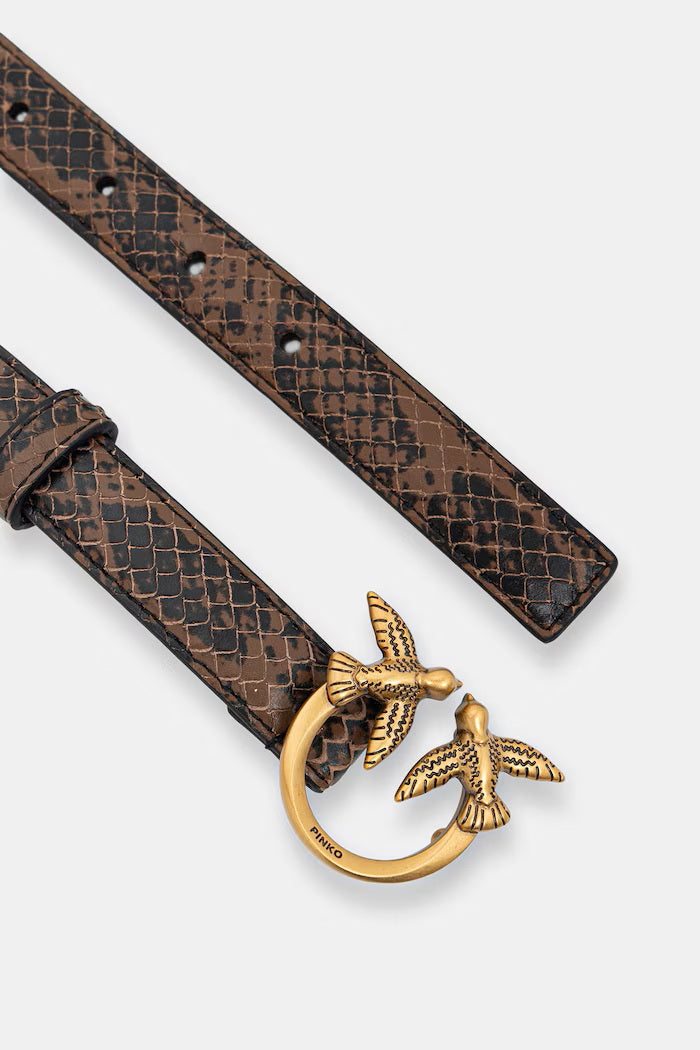 Pinko Love Berry H2 python-print leather belt