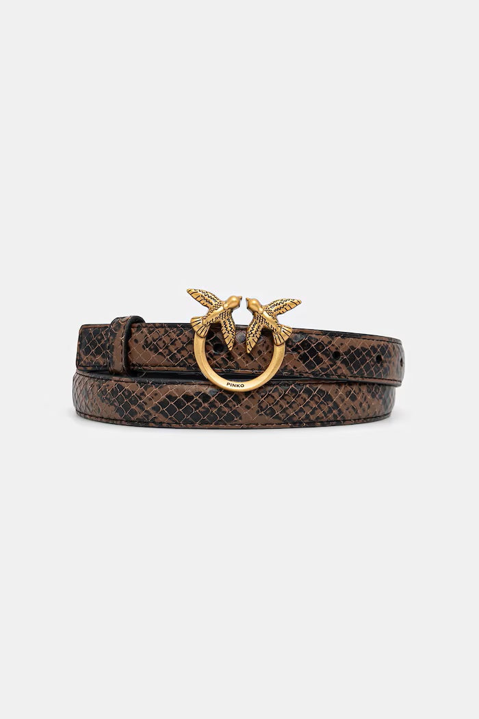 Pinko Love Berry H2 python-print leather belt