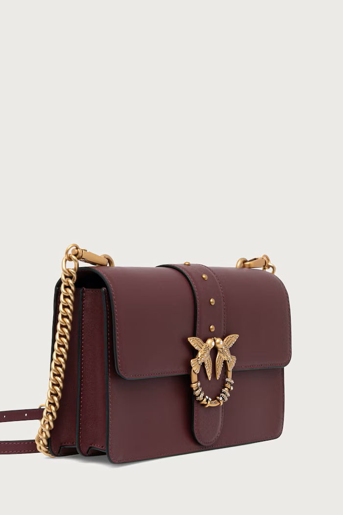 Borsa a tracolla Love One Classic New Buckle in pelle Pinko