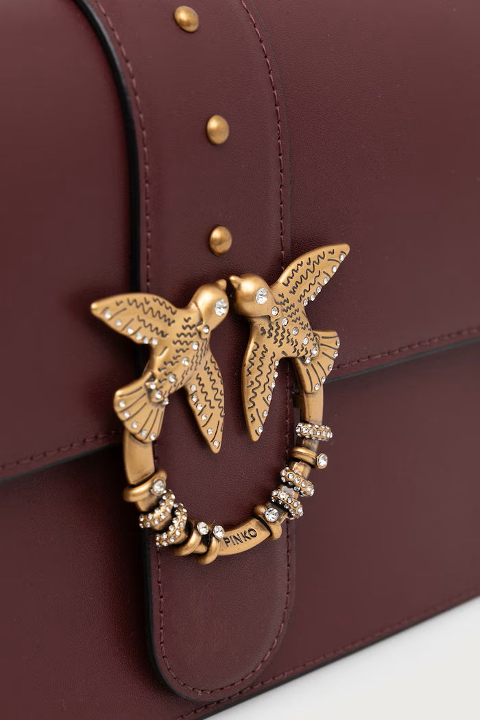 Borsa a tracolla Love One Classic New Buckle in pelle Pinko