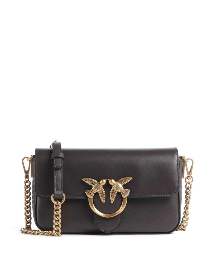 Pinko Love One Slouchy Mini leather crossbody bag