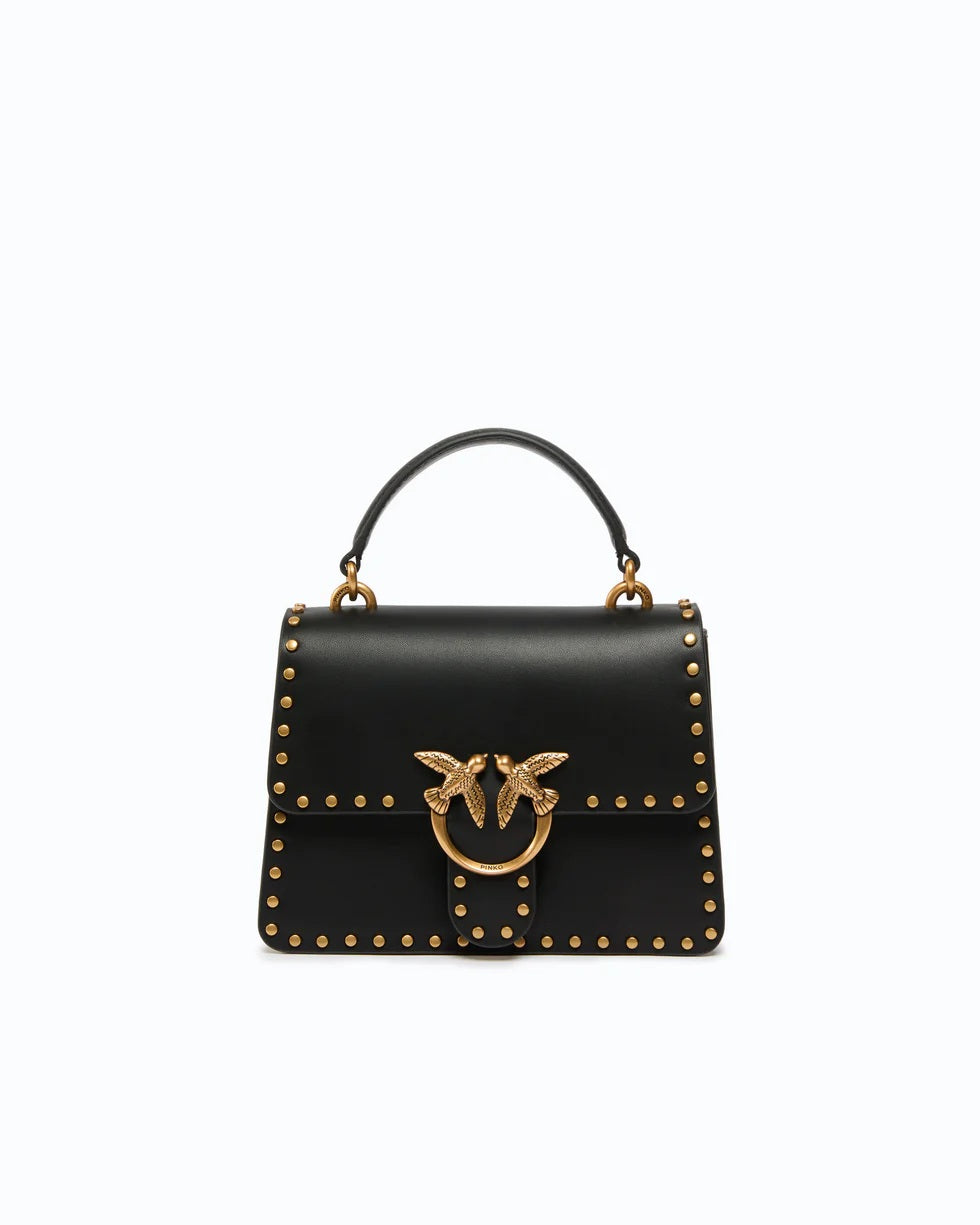 Pinko Mini Light Studs Leather Top Handle Bag