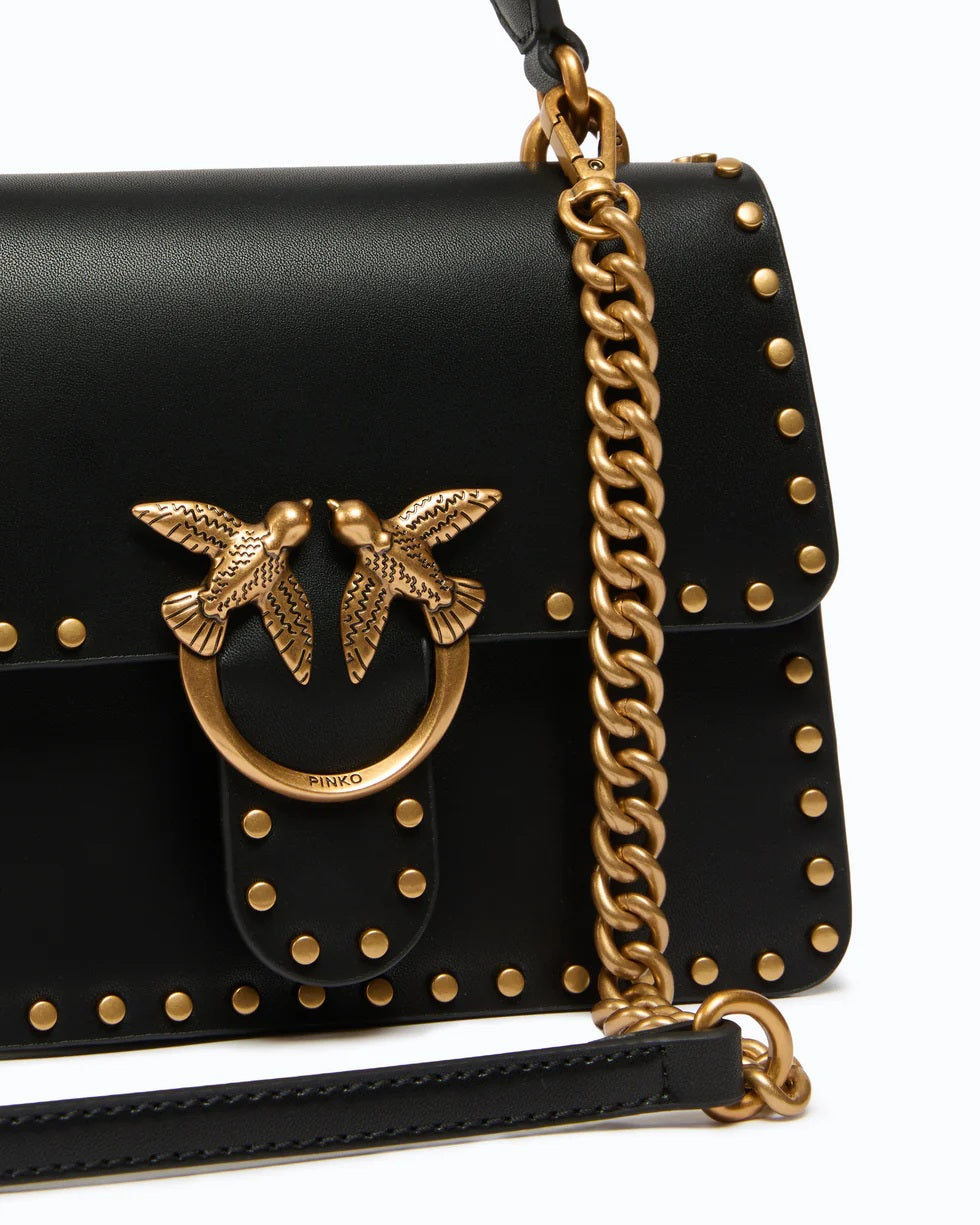 Pinko Mini Light Studs Leather Top Handle Bag
