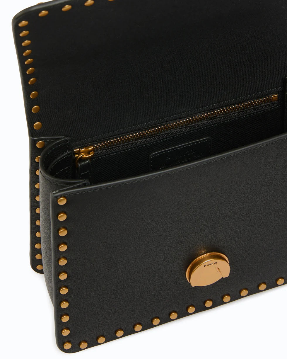Pinko Mini Light Studs Leather Top Handle Bag