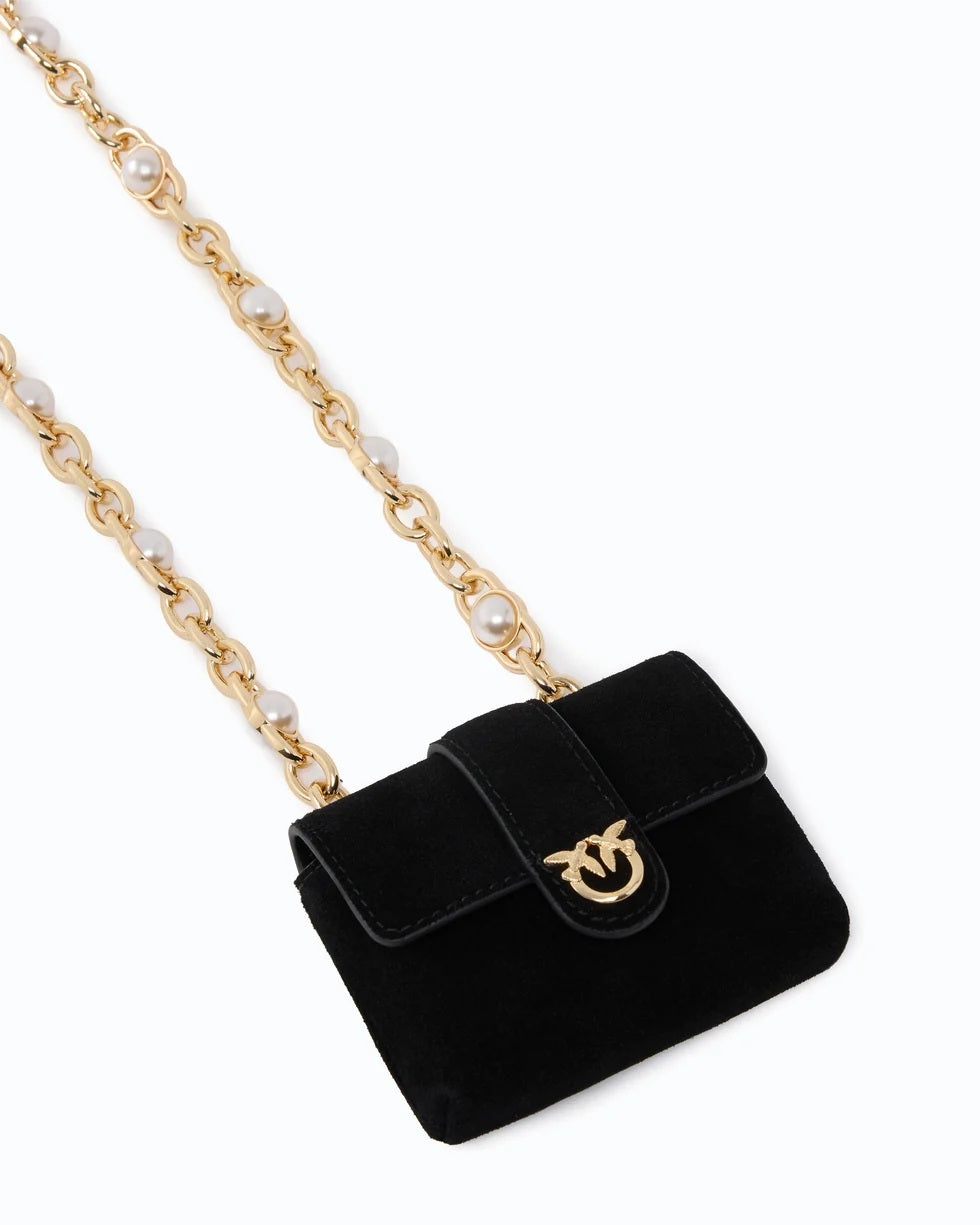 Borsa Mini Pocket Necklace Suede Pinko