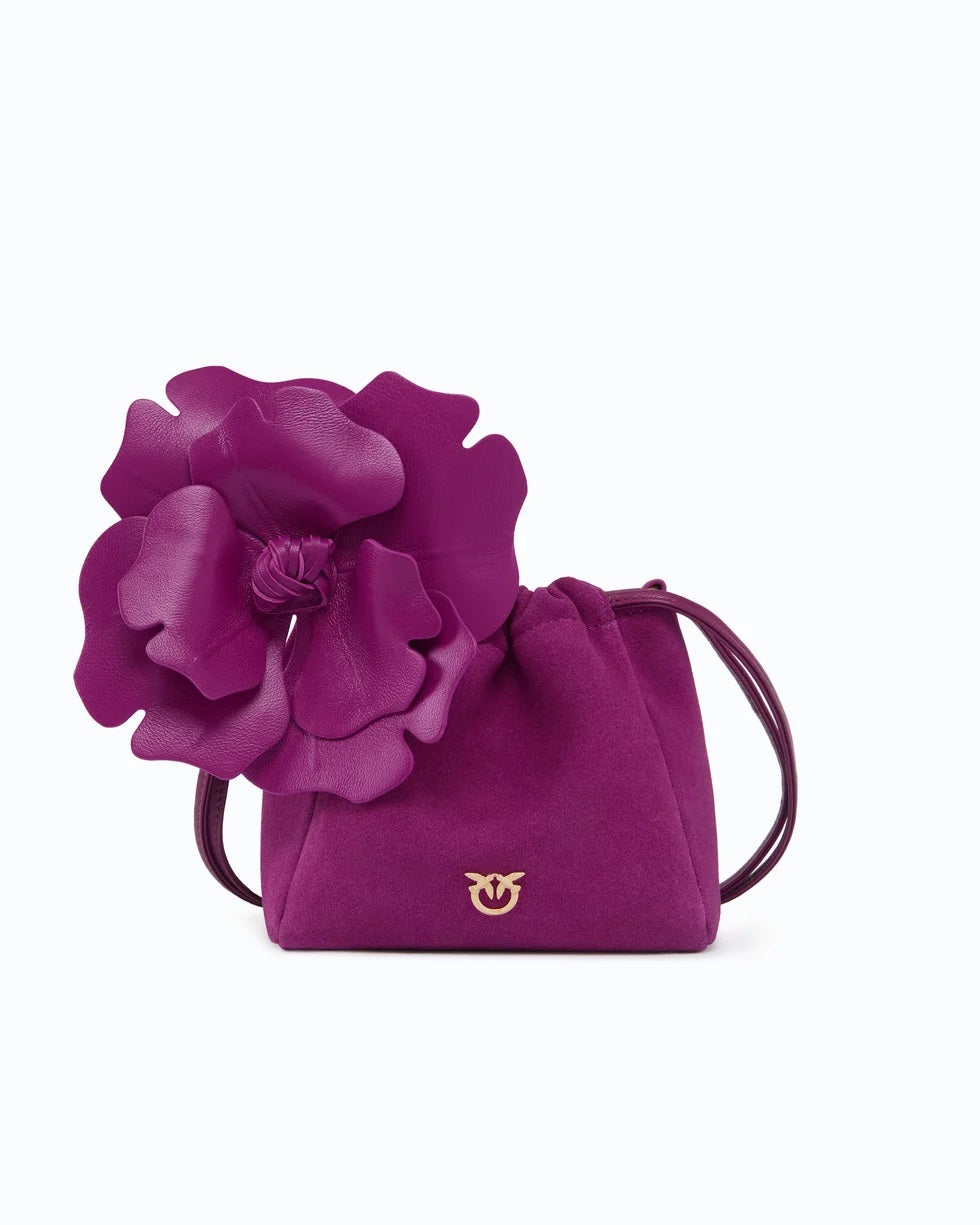 Borsa Pouch Flower Suede Pinko