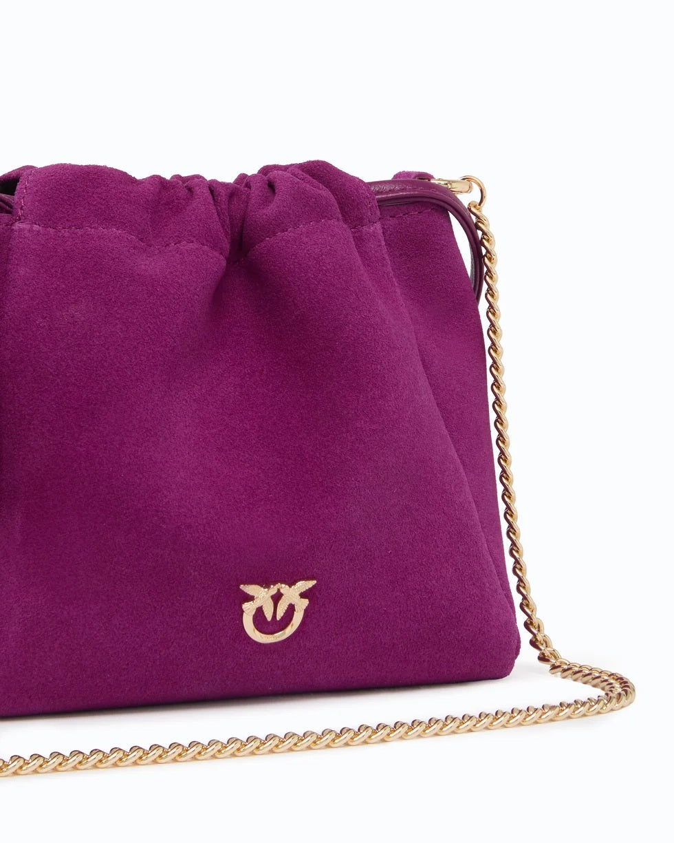 Borsa Pouch Flower Suede Pinko