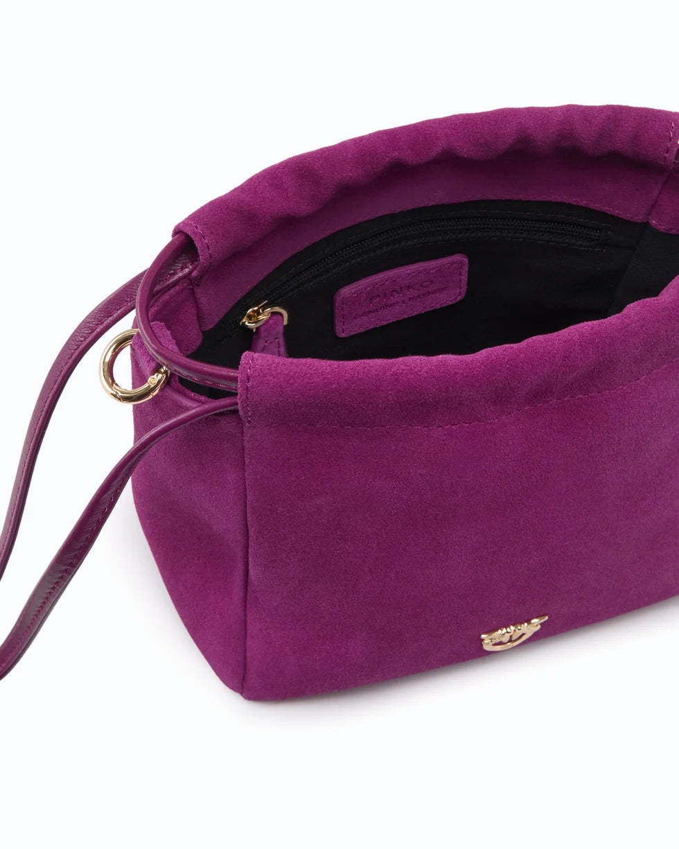 Borsa Pouch Flower Suede Pinko