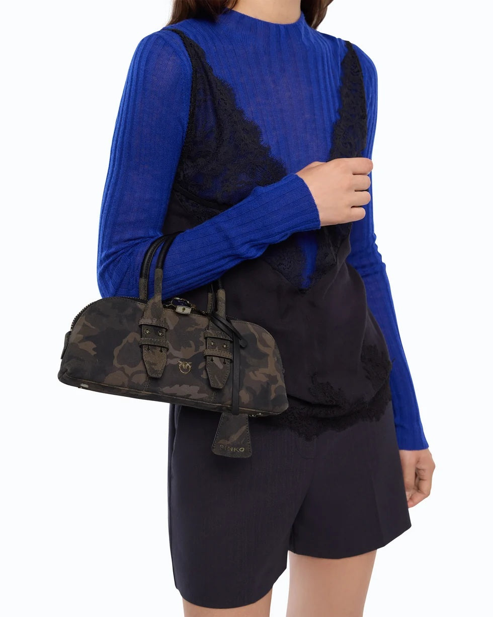 Bowling Bag Horizontal Suede Pinko