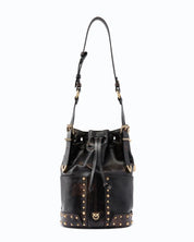Pinko Leather Mini Patch Bucket Bag