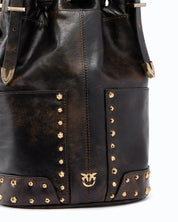 Pinko Leather Mini Patch Bucket Bag