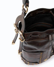 Pinko Leather Mini Patch Bucket Bag