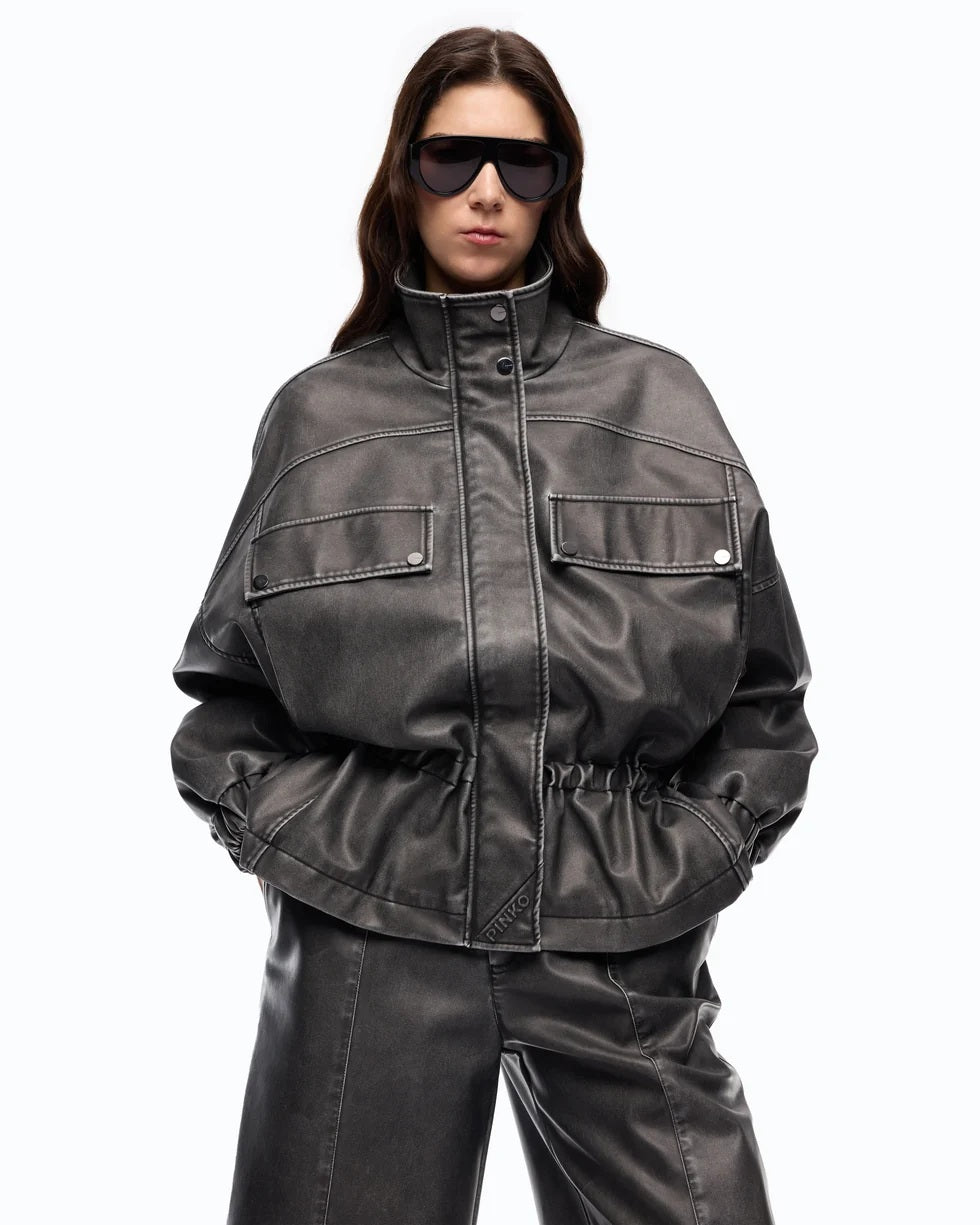 Pinko Barkeria pea coat with vintage finish