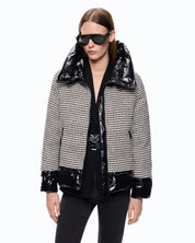 Pinko Gynura tweed and nylon puffer jacket