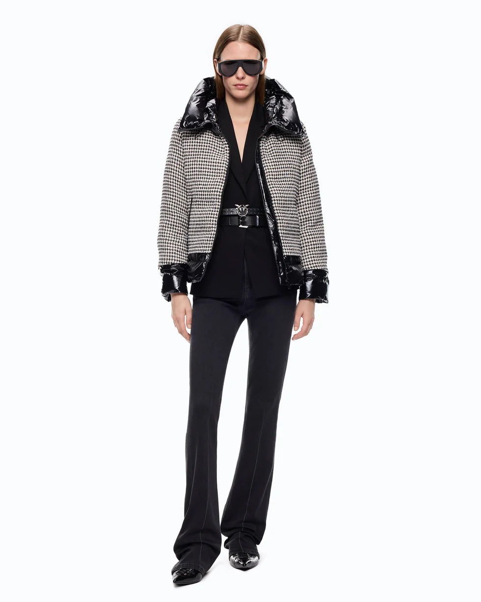Pinko Gynura tweed and nylon puffer jacket