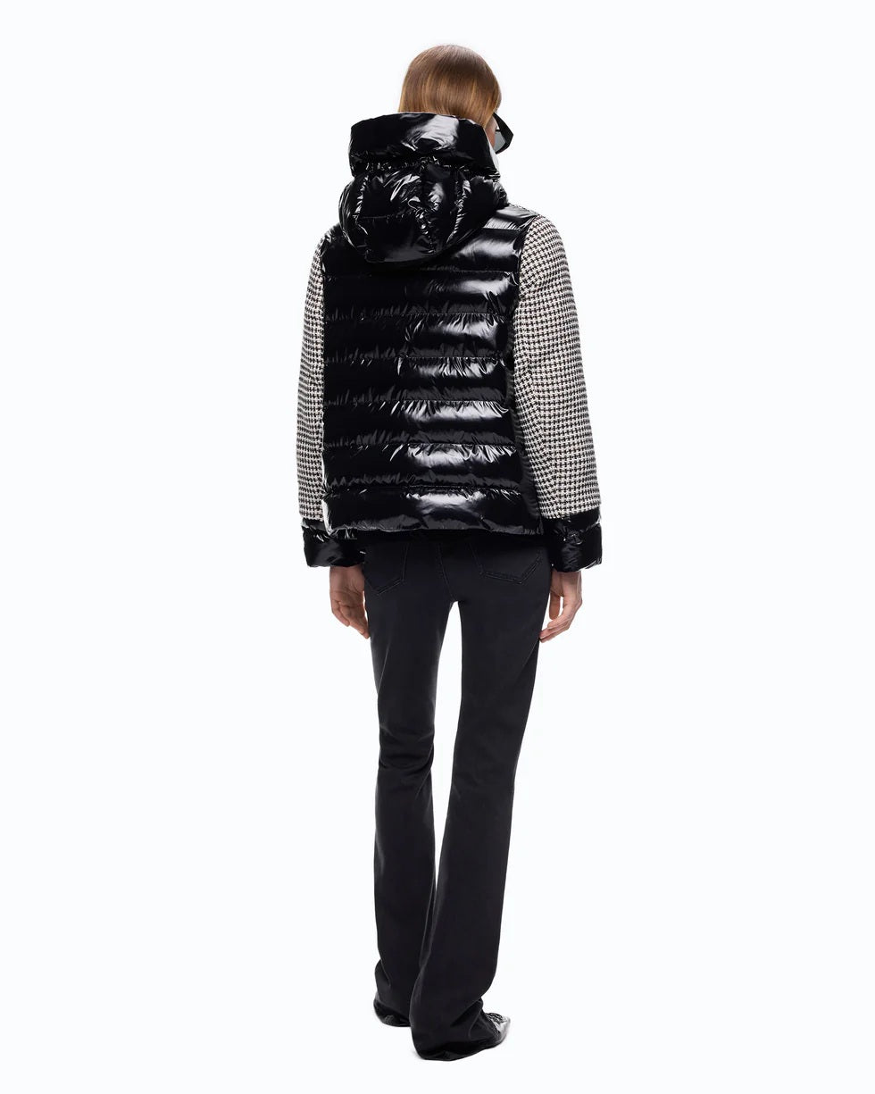 Pinko Gynura tweed and nylon puffer jacket