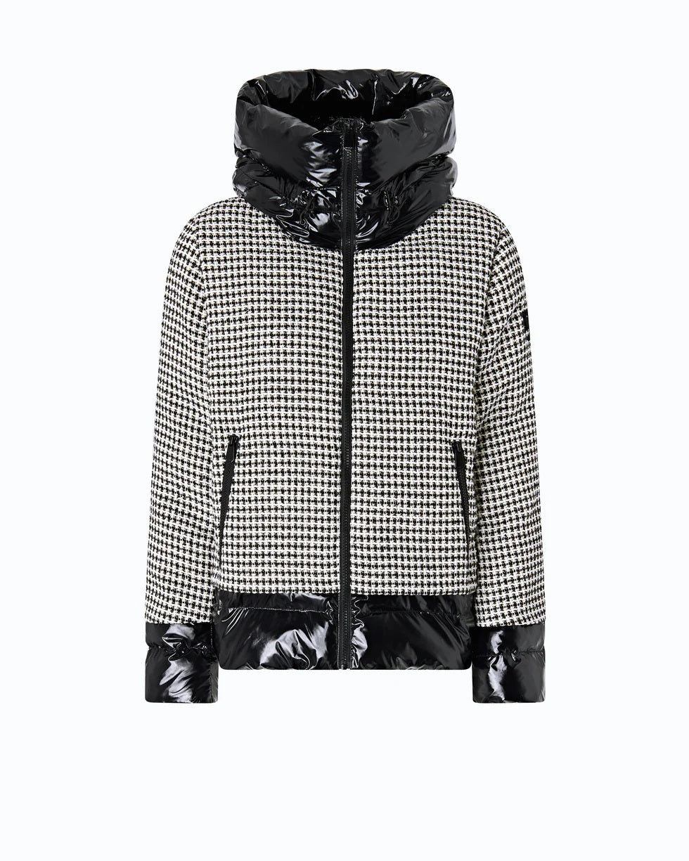 Pinko Gynura tweed and nylon puffer jacket
