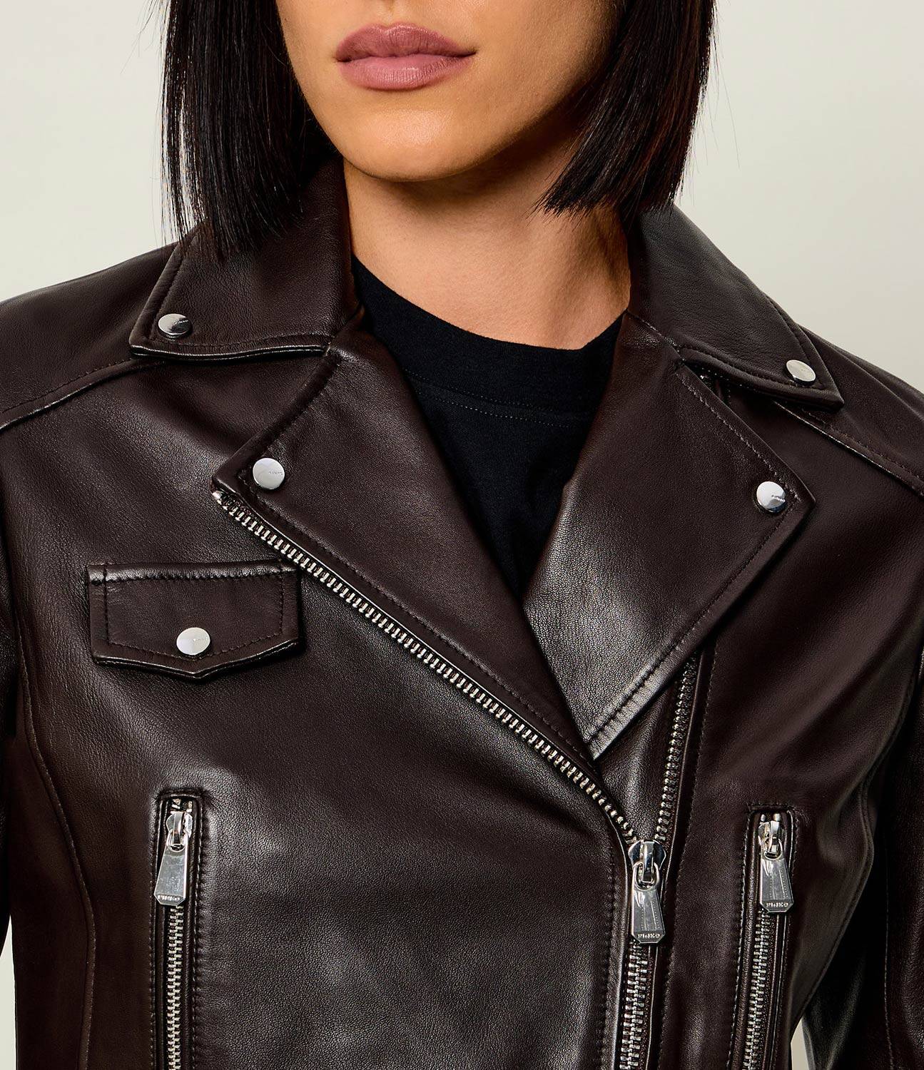 Giacca Biker New Sensibile in nappa Pinko
