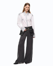 Pantaloni palazzo Porta in twill Pinko
