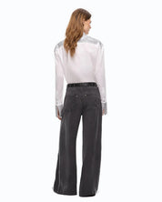 Pantaloni palazzo Porta in twill Pinko