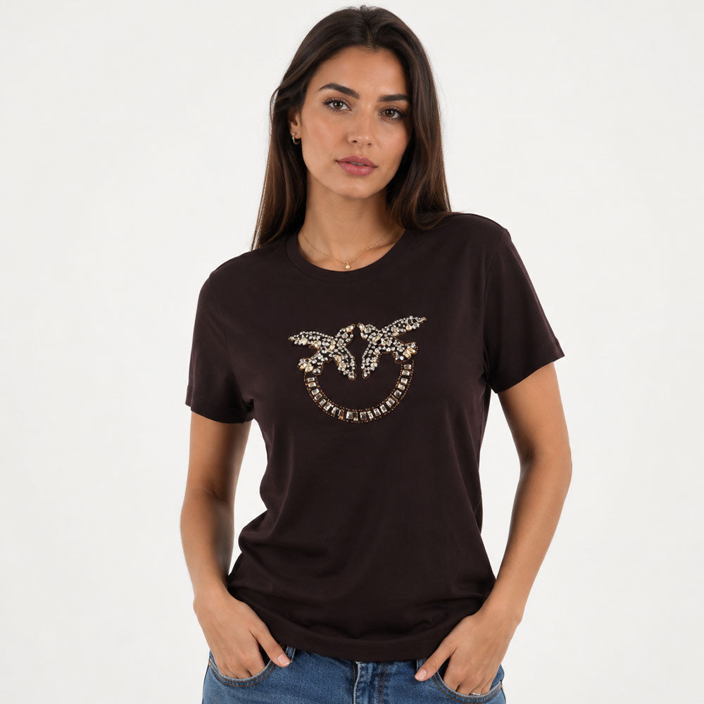 Quentin Jersey T-shirt with Pinko embroidery