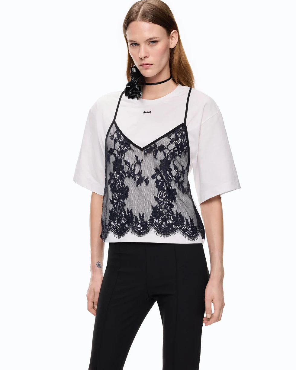 Pinko Tulipano T-shirt with lace top