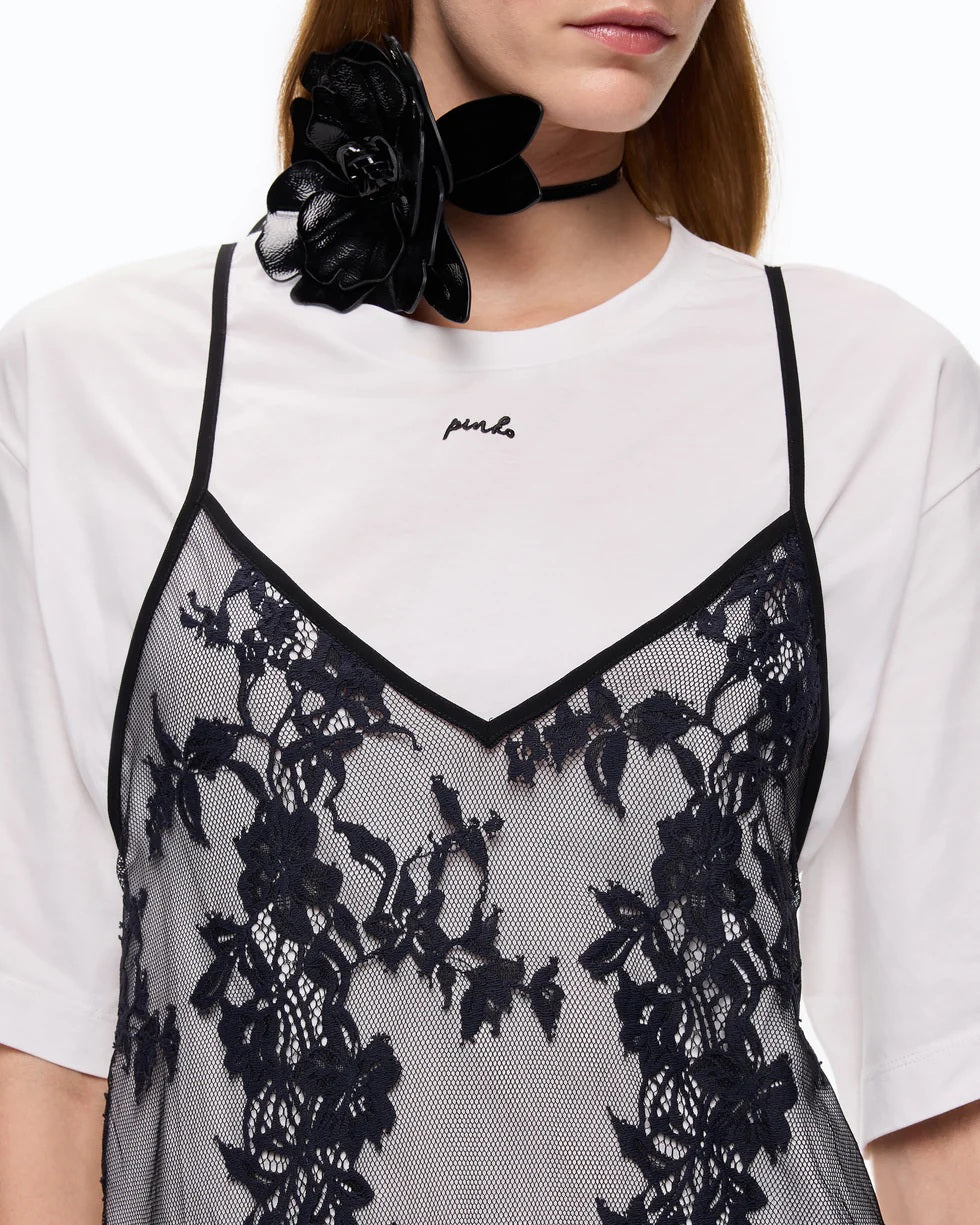 Pinko Tulipano T-shirt with lace top